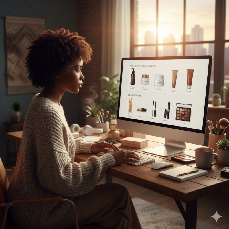 Young woman shopping online